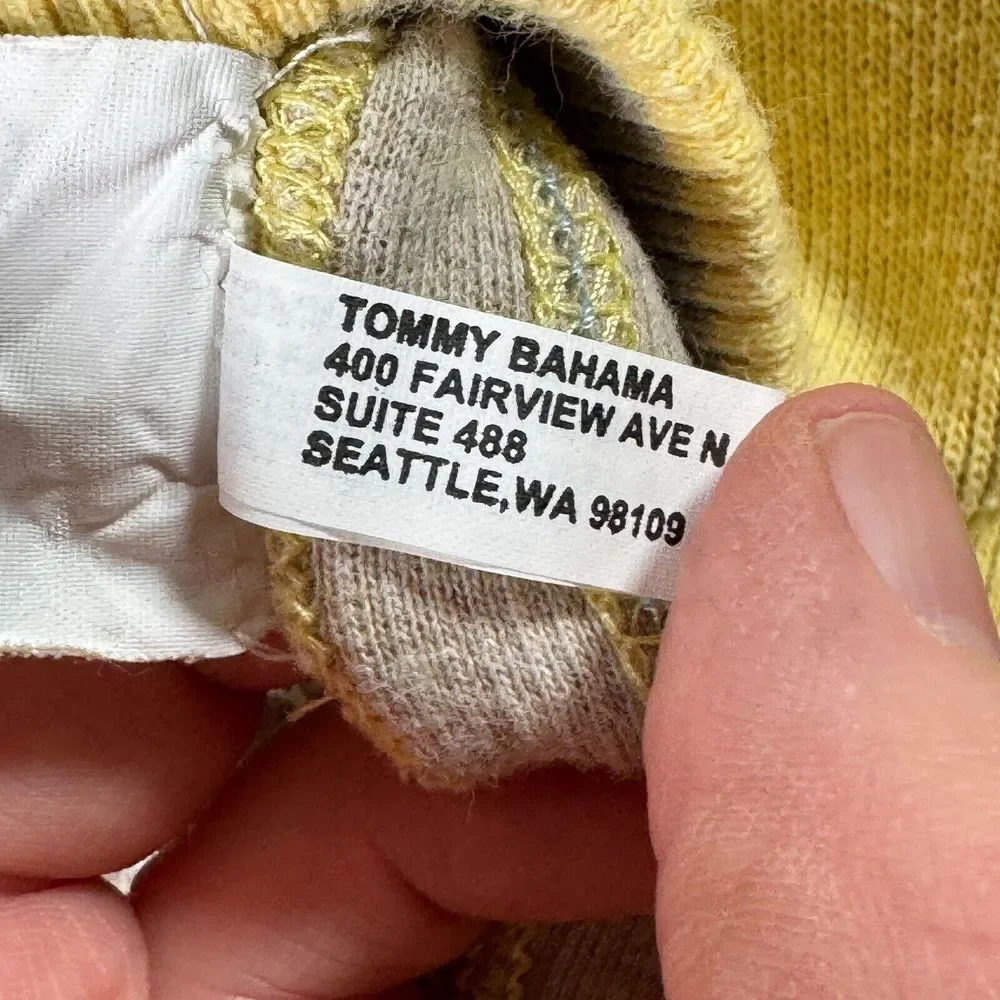 Tommy Bahama Sweater Mens Size M Yellow Beige 1/4 Zip Reversible Pullover Preppy